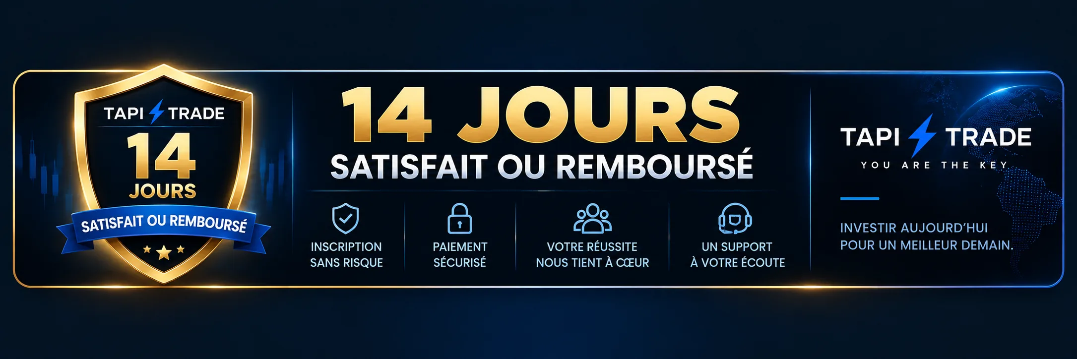 14 jours satisfait ou remboursé — TapiTrade